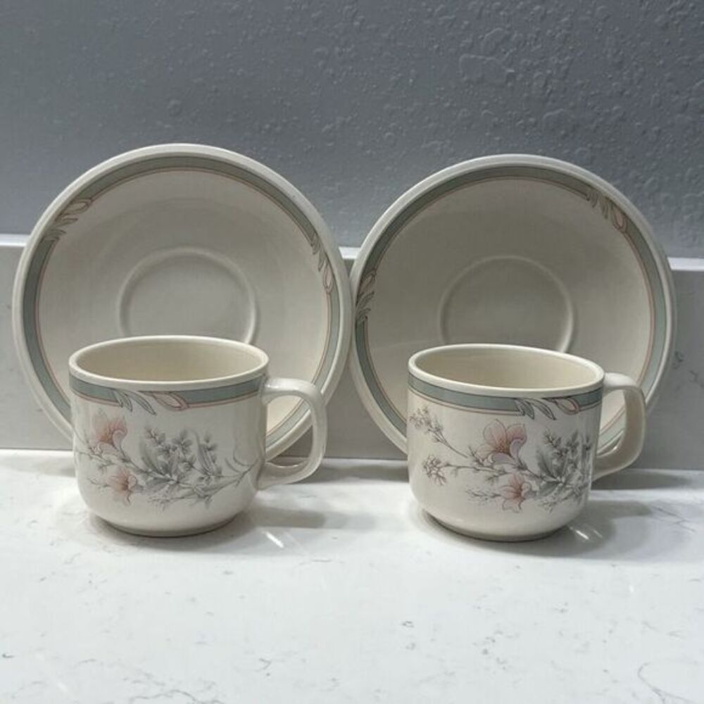 Keltcraft Misty Isle Collection Noritake Deerfield Pattern - 2 Cups And Saucers